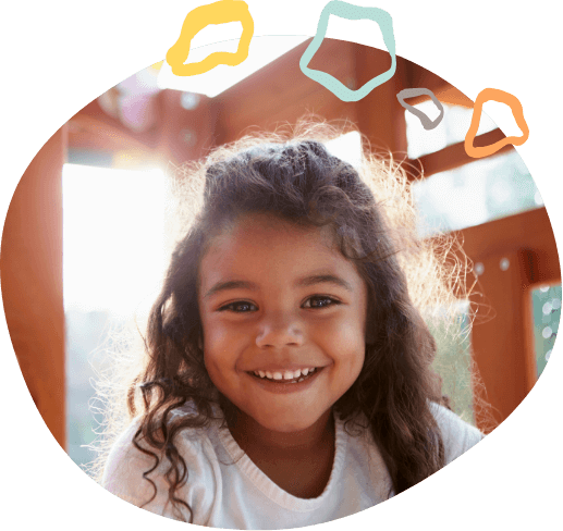 Smiling girl with long dark brown hair