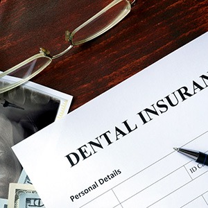 Dental insurance form on a table